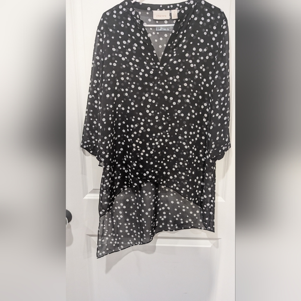 Chico's Black and White Polka Dot Blouse